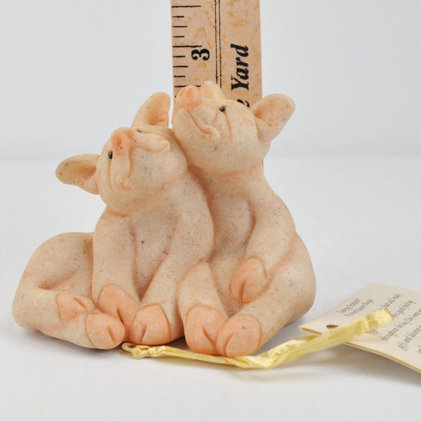 Second Nature Design Quarry Critters Pepper & Posh Pig Figurine - with Tag 2000