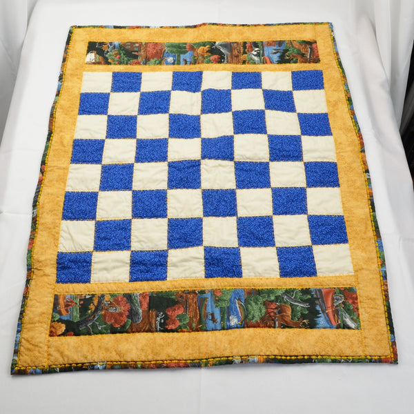 Jumbo Checkers Oversized Fabric Game Board Mat - Handmade Quilted Rustic Theme