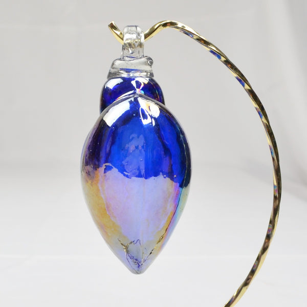 Blown Art Glass Heart Figurine Iridescent Purple Ornament Large Murano Style 4"