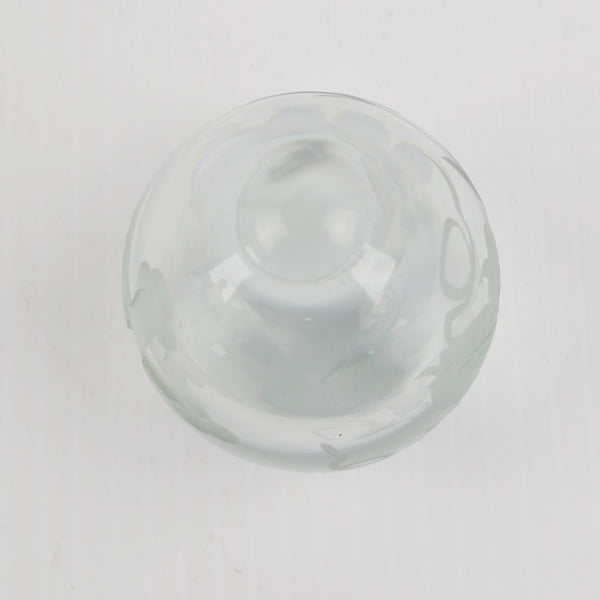 Vintage Clear Glass Egg Paperweight - Etched Cross, Grape Leaf - Egg Shaped