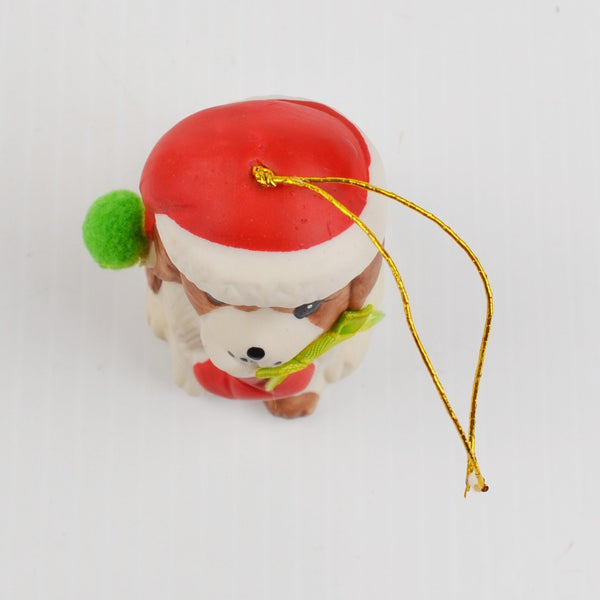Vintage Holly Bells Ceramic Puppy Dog Bell Christmas Ornament - Giftco 1986