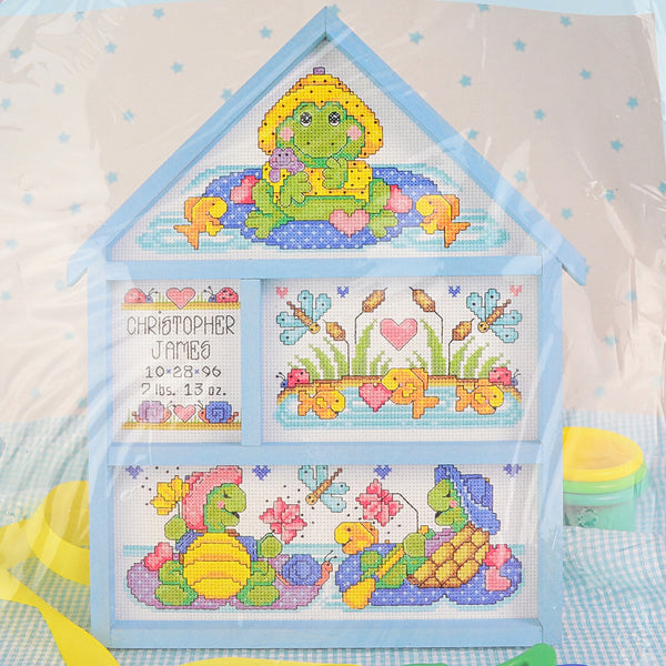 Bucilla Baby Collection Cross-Stitch Kit - Pond Pals w/ Wood Frame #41490 - NEW