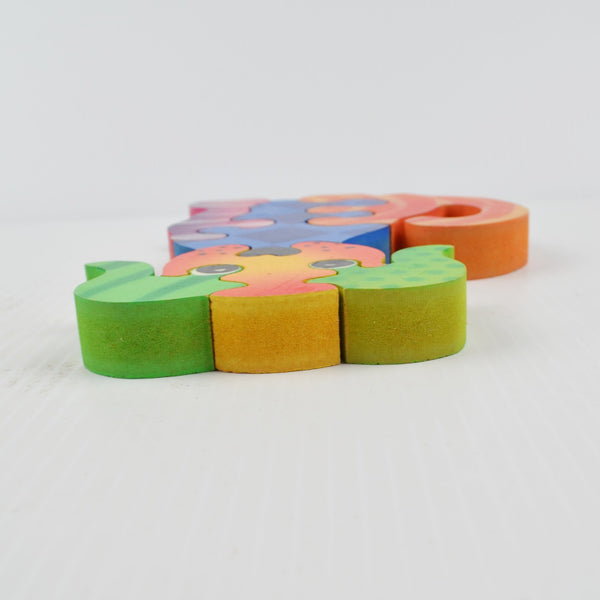 Handmade Wooden Dog Puzzle - Preschool Chunky Colorful Wood - 6 Piece Puzzle