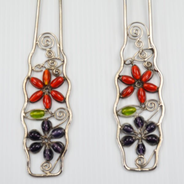 Fiore Salad Server Fork Spoon Set - Decorative Floral Beaded Serving Utensils