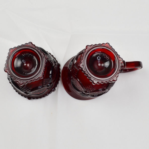 Vintage Avon Cape Cod Ruby Red Glass Creamer and Sugar Bowl