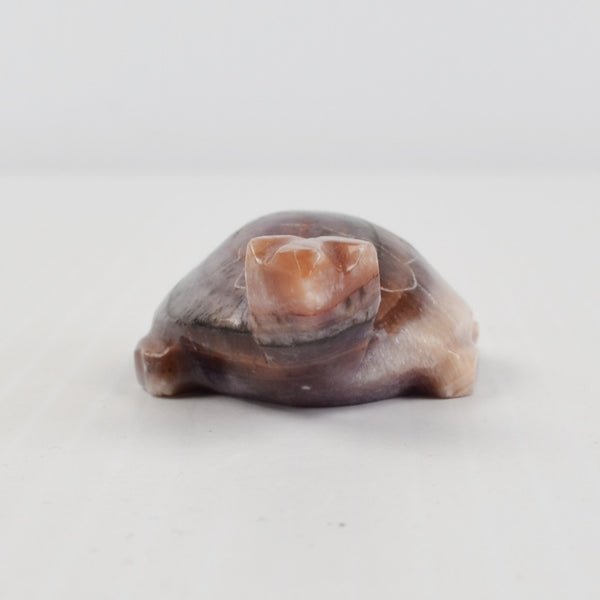 Vintage Hand Carved Marble Stone Sea Turtle Figurine Carving - Purple 2.75"