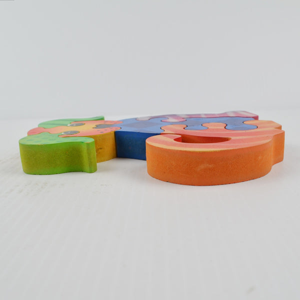 Handmade Wooden Dog Puzzle - Preschool Chunky Colorful Wood - 6 Piece Puzzle