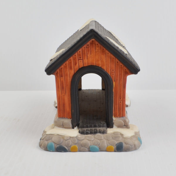Christmas Village Collection Covered Bridge Porcelain Victorian Bridge