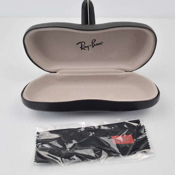 Ray Ban Sunglass Case - Black Leather Hard Snap Clamshell Glasses Case - Large