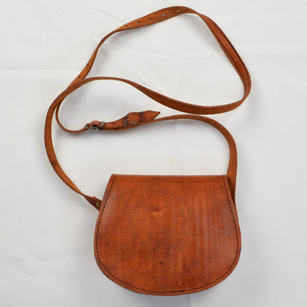 Vintage Handcrafted Hand Tooled Brown Leather Small Crossbody Western Boho Bag