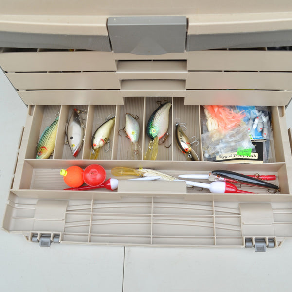 Plano Multi-Drawer Guide Series Fishing Tackle Box - With Lures, Tackle - Gray