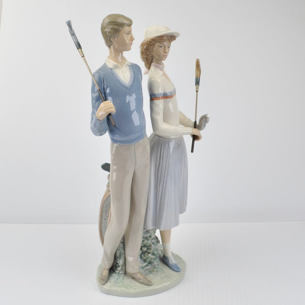 Vintage Lladro Porcelain Golfing Couple Figurine 1453 Retired Spain 1984 Golf