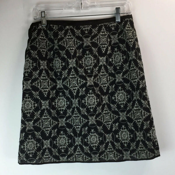 Studio M Womens Skirt - Size 2P - Petite - Black with White Geometric Pattern