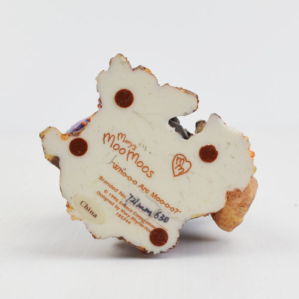 Mary’s Moo Moos “Who Are Moo” 1996 Enesco Cow Skeleton Owl Halloween Figurine