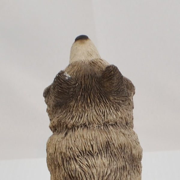 Vintage Sandra BRUE Gray Wolf Howling Sculpture  5 1/2" by Sandicast 1995