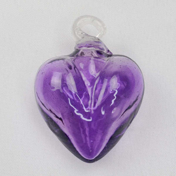 Blown Art Glass Heart Figurine Purple Ornament Pendant - Small Murano Style 2.5"