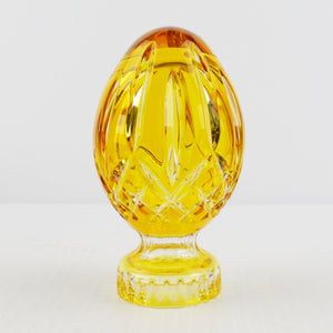 Waterford Crystal Gold Egg, Waterford Lismore Faceted Egg on Stand, Bohemian