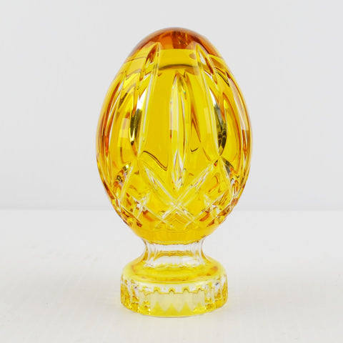 Waterford Crystal Gold Egg, Waterford Lismore Faceted Egg on Stand, Bohemian