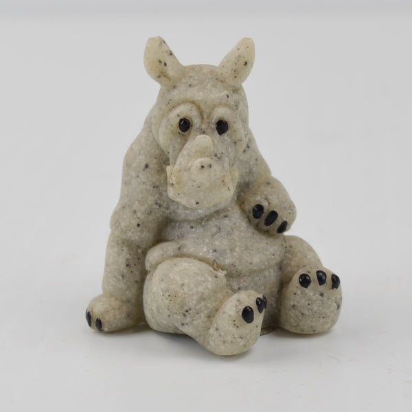 Second Nature Design Quarry Critters Mini Rhino Figurines 3 Rhinoceros - RARE