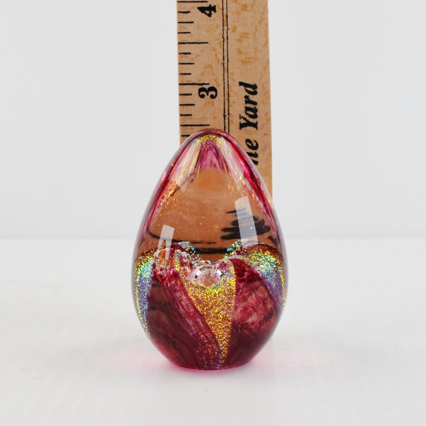 Glass Eye Studio GES '93 Pink Cranberry Dichroic Flower EGG Glass Paperweight