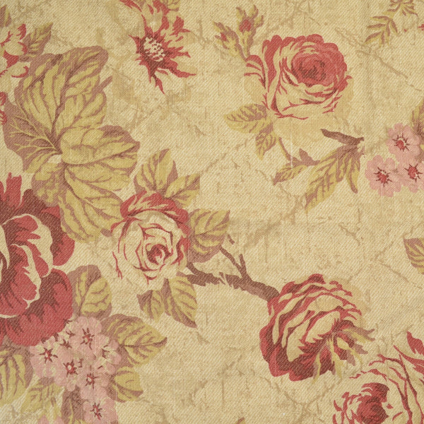 Covington Eleanors Garden Rose Beige Green Drapery Fabric Valerie-32 Remnant 26"