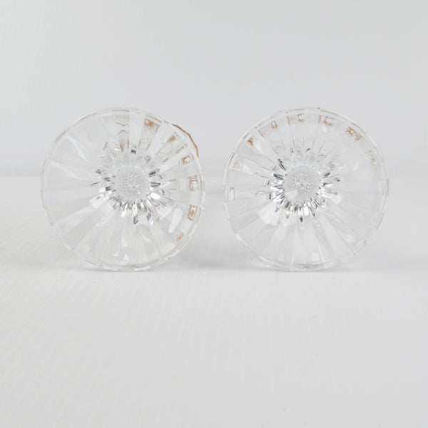Pair of Crystal Candlesticks, Gold Rim 7" Taper Candle Holders Lead Crystal