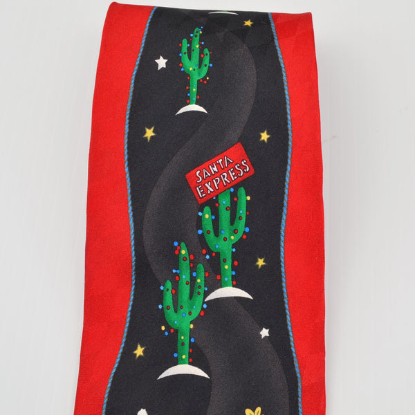 Hallmark Holiday Traditions Mens Necktie Silk Christmas Tie Santa Cowboy Western