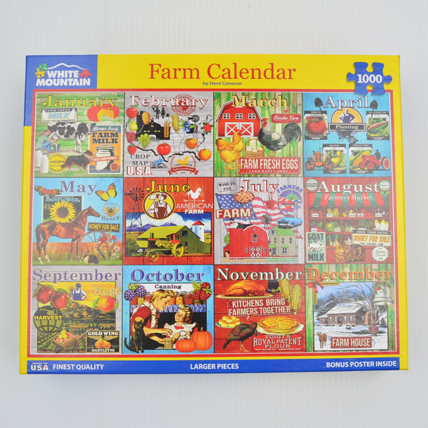 White Mountain Collage Puzzle - Farm Calendar 1000 Piece Jigsaw Puzzle - 24 X 30