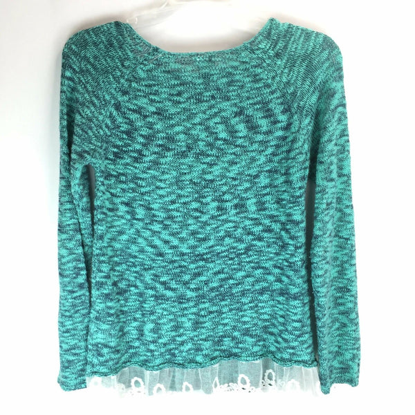 Mudd Girls Sweater - Lace Bottom - Size 14 - Turquoise and Black