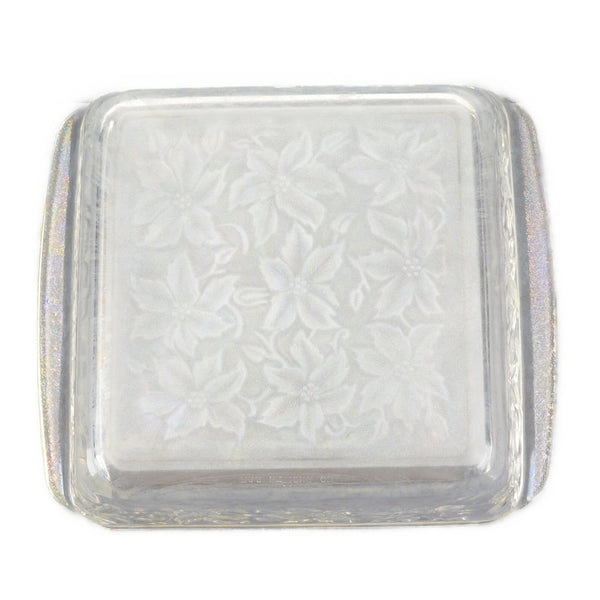 Princess House Fantasia Glass Square Dish 8"  x 8" Poinsettia Square Baking Dish