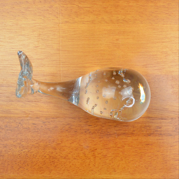 Vintage Blown Art Glass Whale Figurine Paperweight - Bubbles, Flat  Bottom
