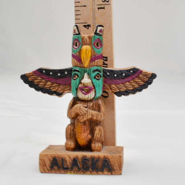 ACE Souvenir Alaska Tribal Totem Statue Figurine Folk Art Hand Painted Resin 4"