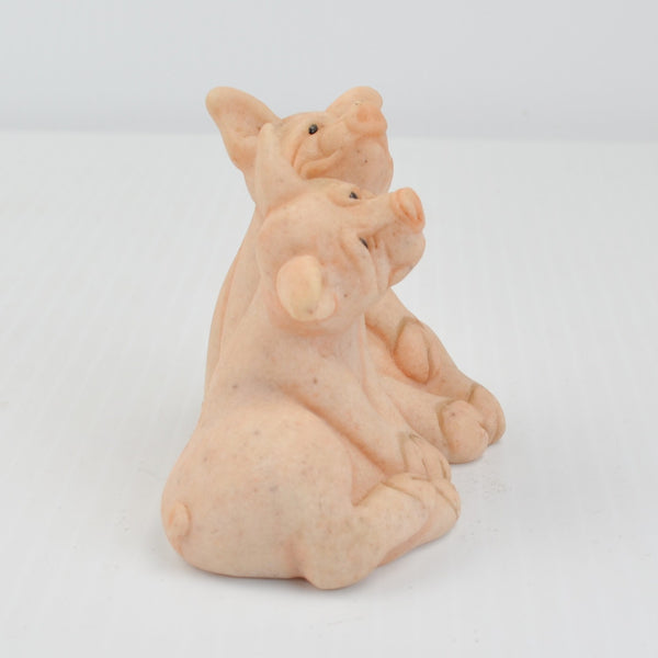 Second Nature Design Quarry Critters Pepper & Posh Pig Snuggle Figurine - 1999