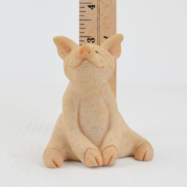 Quarry Critters Petunia Pig - Sitting Stone Pig Figurine - 2000 Second Nature