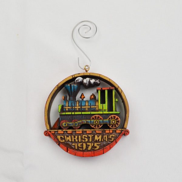 Vintage Hallmark Train Steam Engine 1975 Christmas Tree Ornament 3” Rustic