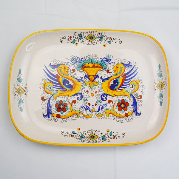 Deruta Italy Serving Platter Raffaellesco Yellow Dragon Ceramica Nova 13.75”