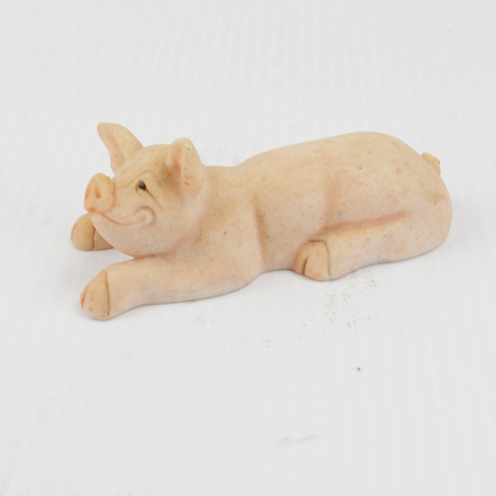 Second Nature Quarry Critters Pig - Laying Stone Pig Figurine - 1999