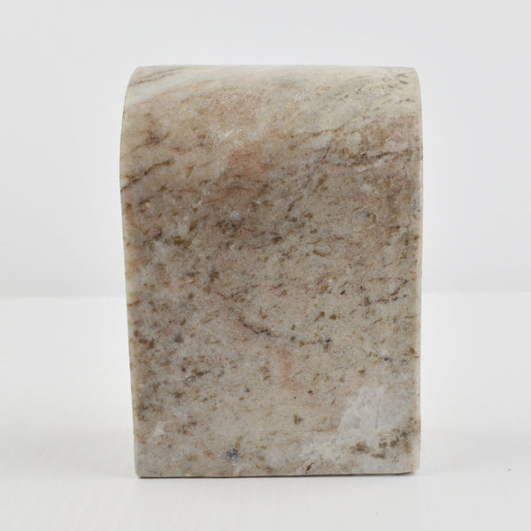 Marble Half Arch Bookend -  Heavy Brown Gray Polished Natural Stone Marble Decor