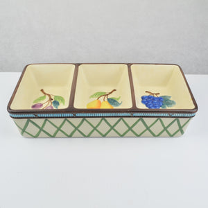 Mikasa Garden Harvest #KT429 3 Section Rectangular Divided Relish Ceramic Dish