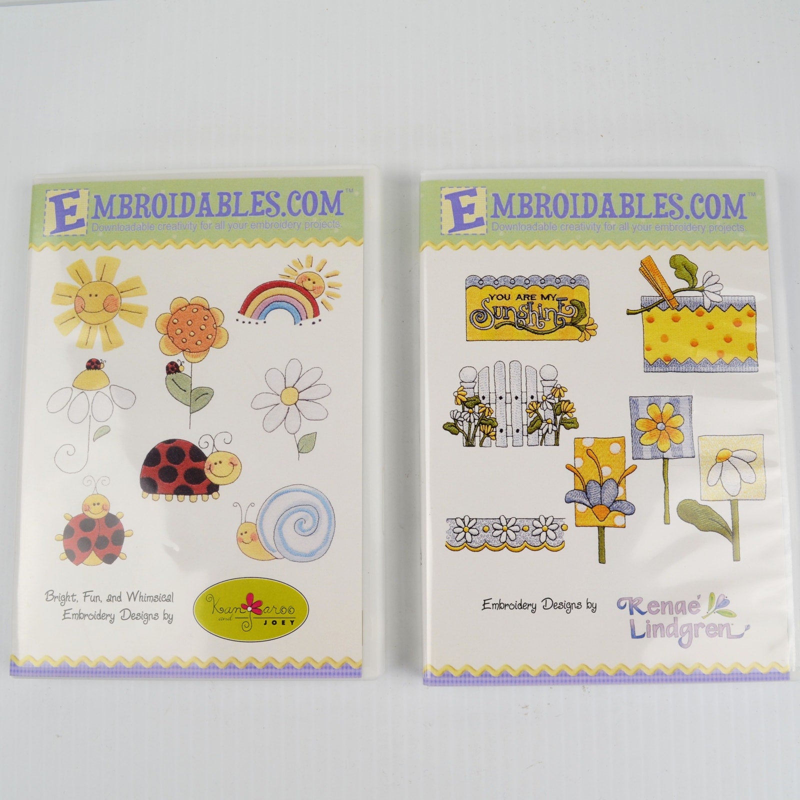 Daisy, Ladybug, Garden Machine Embroidery CD Designs by Renae Lindgren Lot of 2
