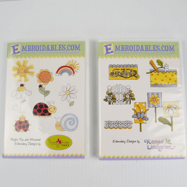 Daisy, Ladybug, Garden Machine Embroidery CD Designs by Renae Lindgren Lot of 2