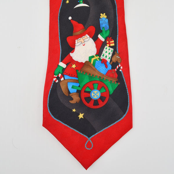 Hallmark Holiday Traditions Mens Necktie Silk Christmas Tie Santa Cowboy Western