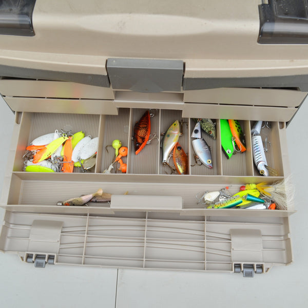 Plano Multi-Drawer Guide Series Fishing Tackle Box - With Lures, Tackle - Gray