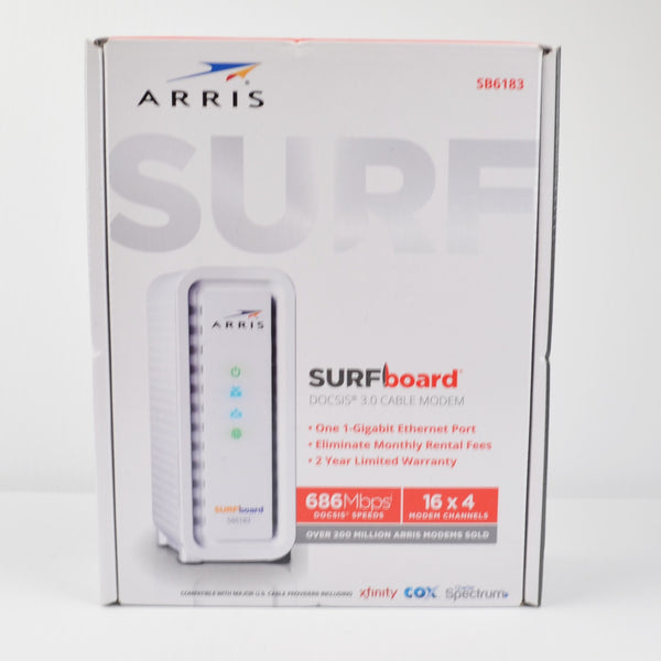 ARRIS SB6183 Surfboard 16x4 DOCSIS 3.0 Cable Modem - White - New Open Box