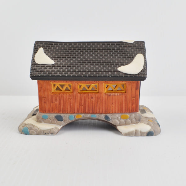 Christmas Village Collection Covered Bridge Porcelain Victorian Bridge