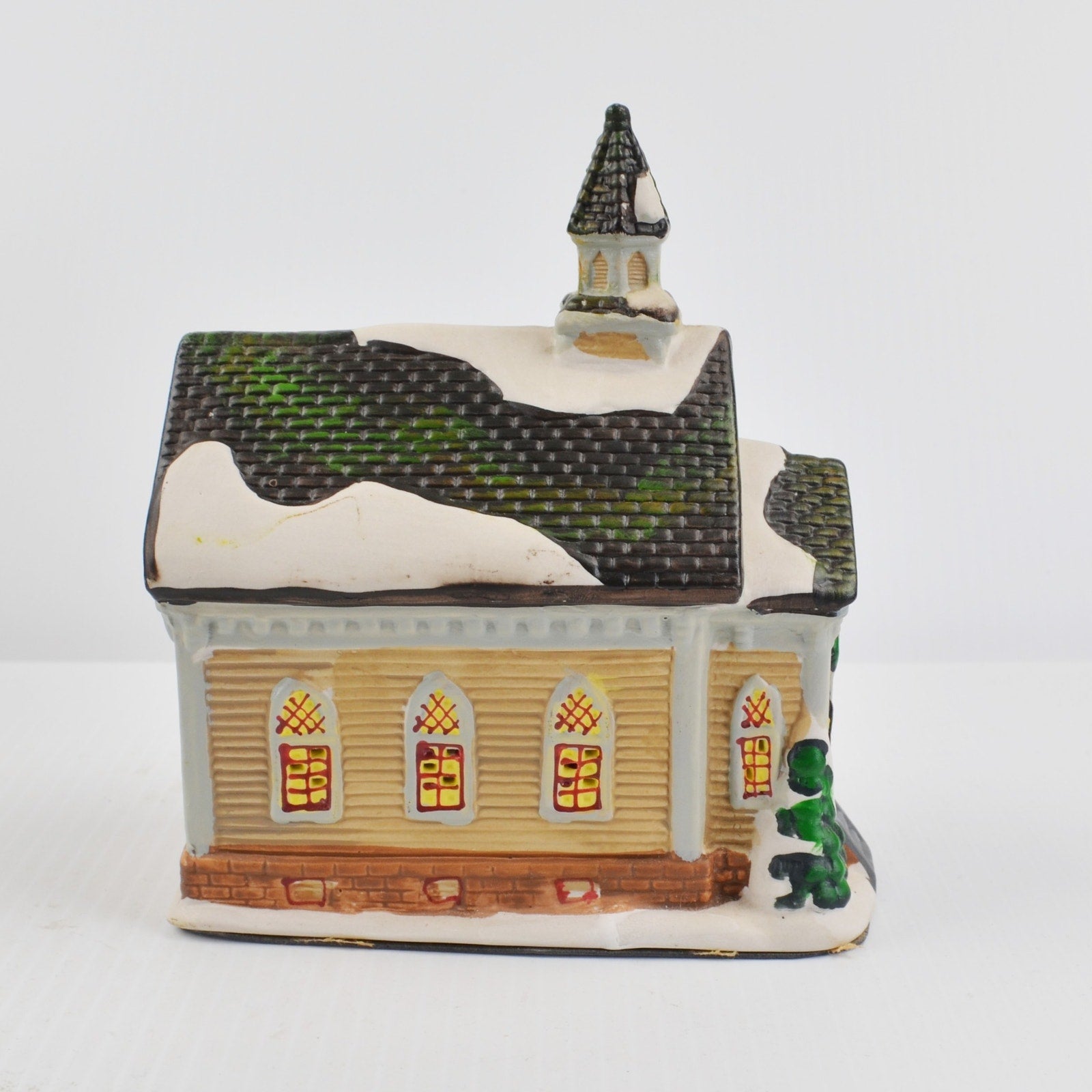 Christmas Village Collection Victorian Country Church Porcelain - w/ Light Cord