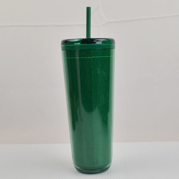Starbucks Green Venti Tumbler Cup Double Wall 24 Oz With Straw And Lid