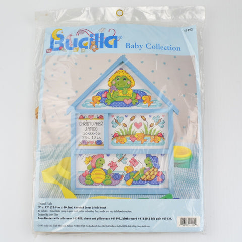 Bucilla Baby Collection Cross-Stitch Kit - Pond Pals w/ Wood Frame #41490 - NEW