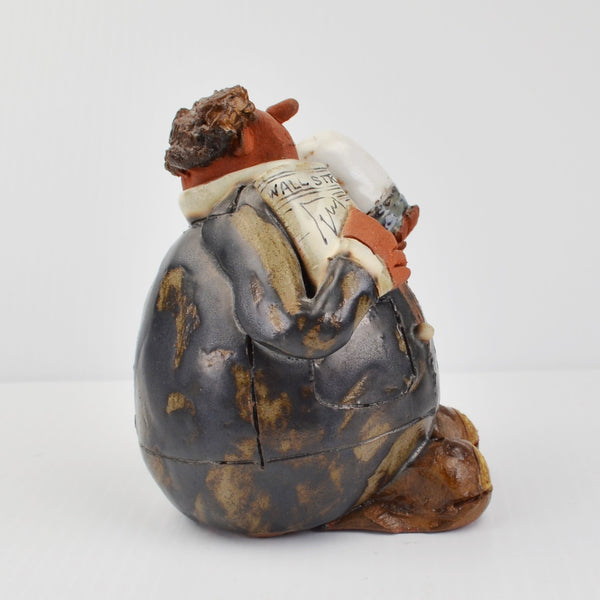 Sara Meadows Balloon People Studio Art Pottery Clay Stockbroker Figurine Signed