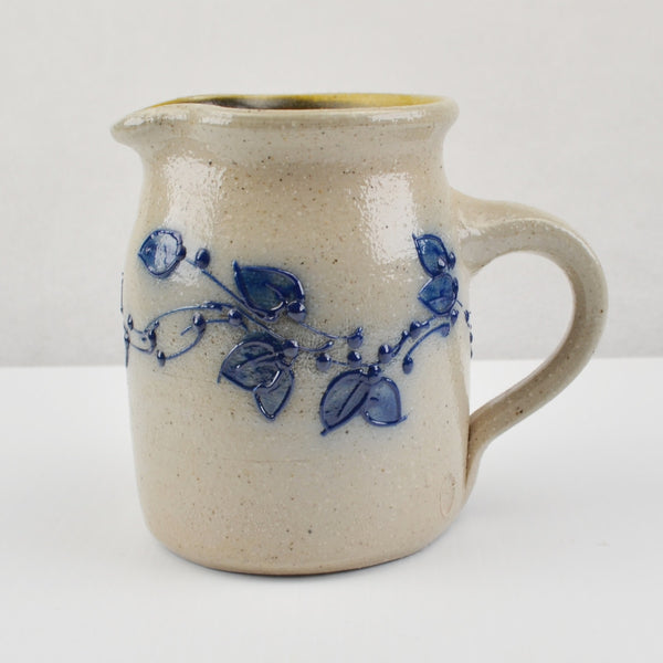 Salmon Falls Salt Glazed Stoneware 1994 Blueberry Vine Creamer Pitcher 4.5” Tall